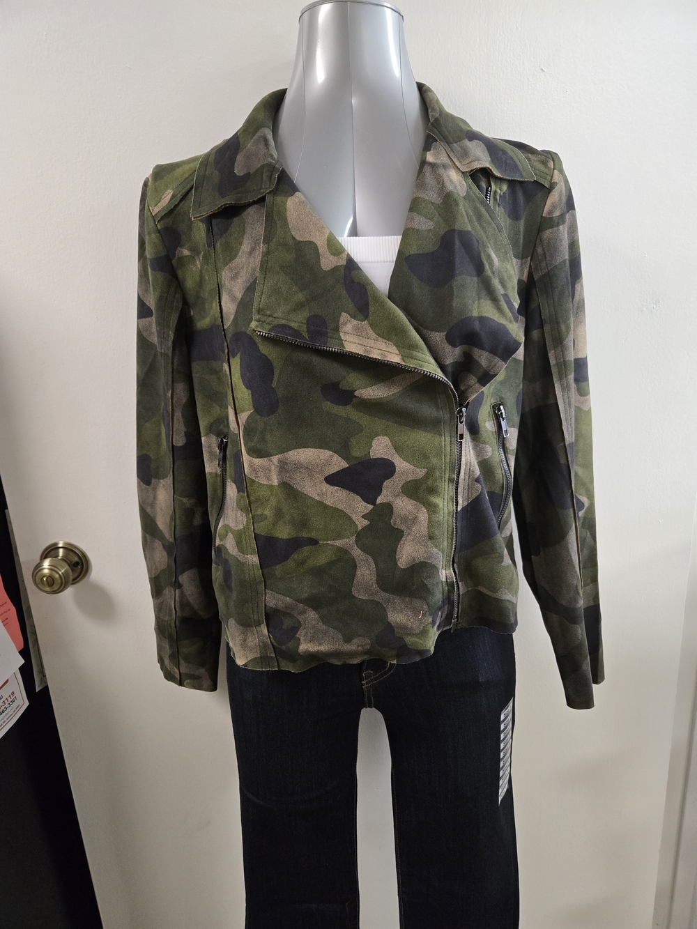ODDY Women's Green Camo Utility Moto Jacket